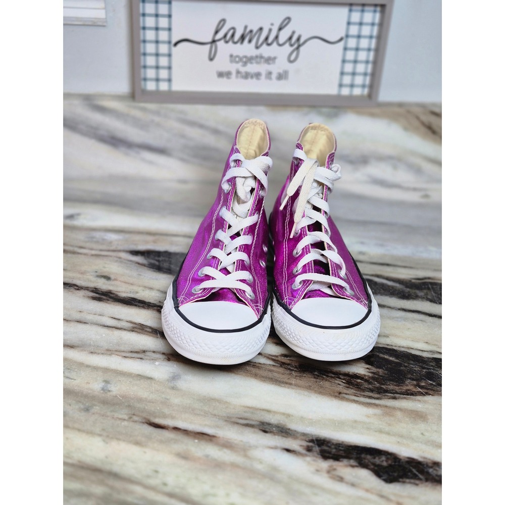 Converse Chuck Taylor All Star High Top Metallic Fuchsia Pink W 8 Barbiecore - Picture 2 of 12